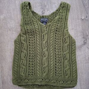 Abercrombie & Fitch green cable knit crochet vest Size Medium